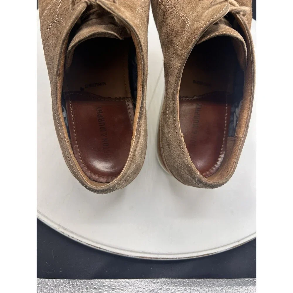 Johnston & Murphy Men’s Tan Suede Lace-Up Derby Sheepskin 8M 20-9558